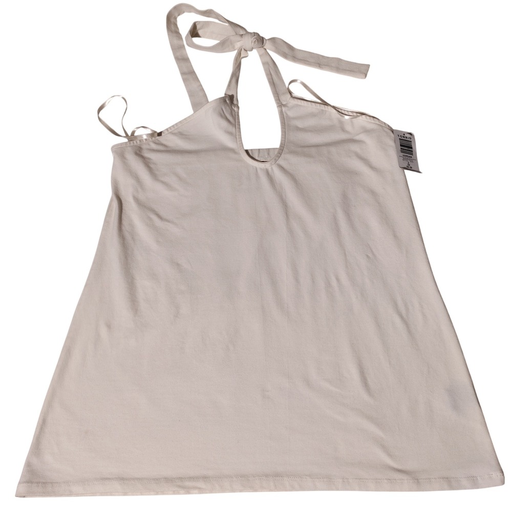 Torrid Retro Chic Foxy Twist Neck Halter Top Whisper White 2X NWT - Issues